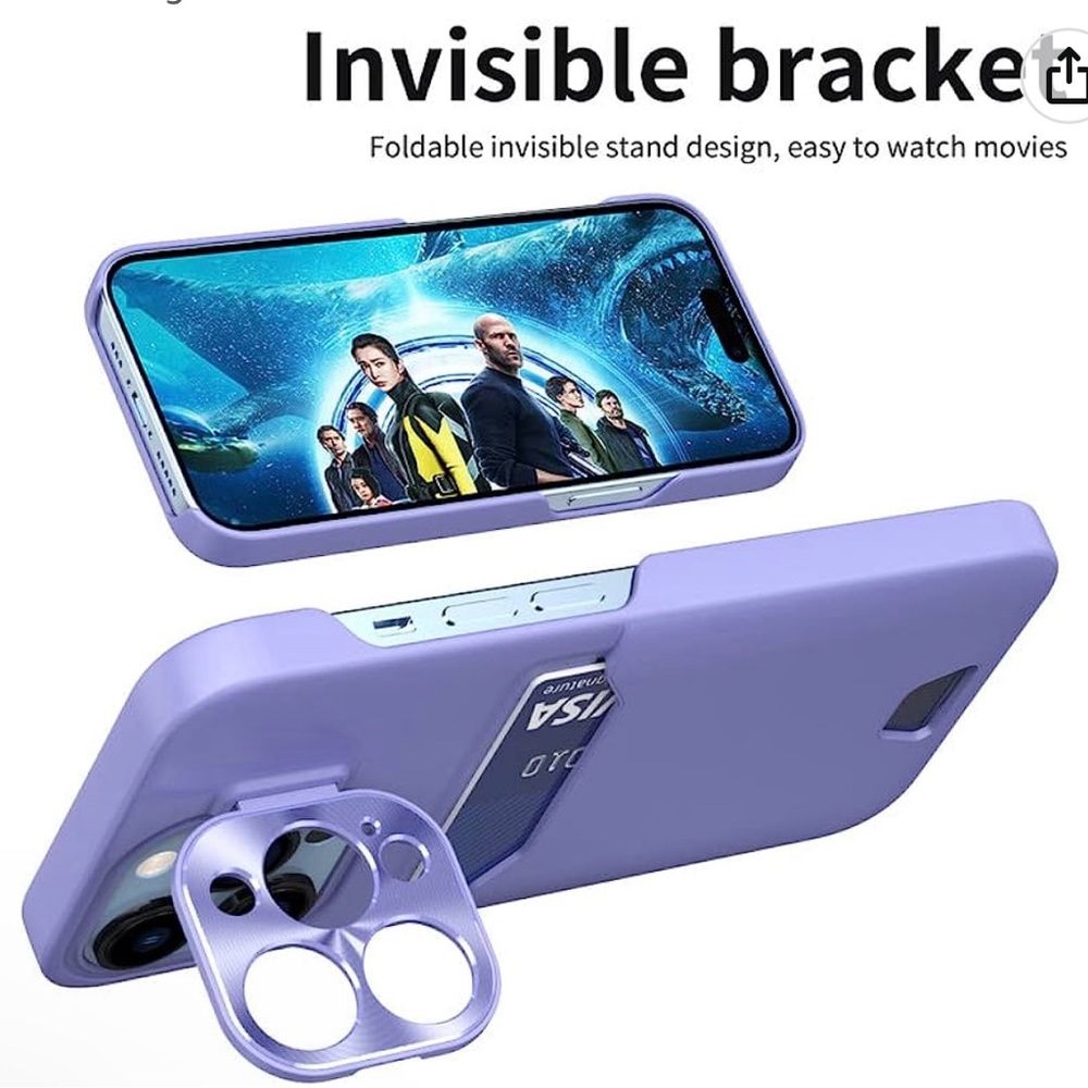 HPHRE for iPhone 14 Pro Max Case with Card Holder and Metal Stand,